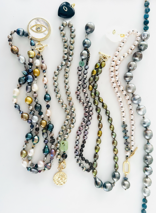 Pistachio Pearls -Fresh water pearls with Tahitian pearls