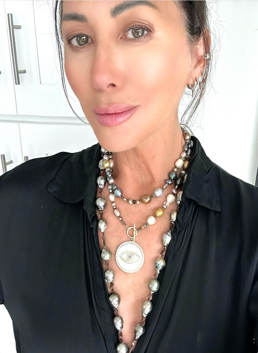 Magical Eye - Mixed fresh water pearls with Mother of Pearl Protective Eye Charm