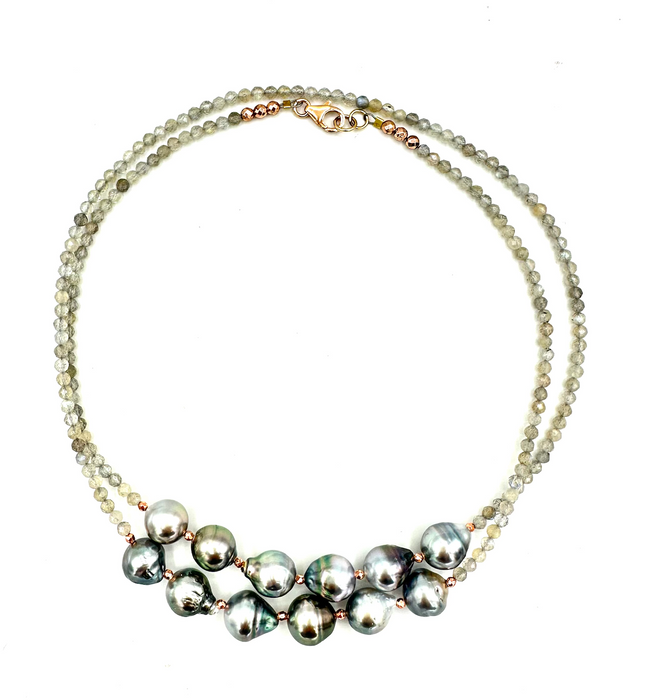 A Dozen Dreams - Tahitian pearls with Labradorite Gems