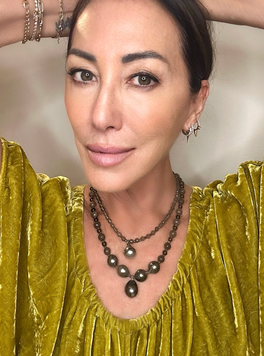 Smoked Pearl- Smoky quartz with Tahitian pearls