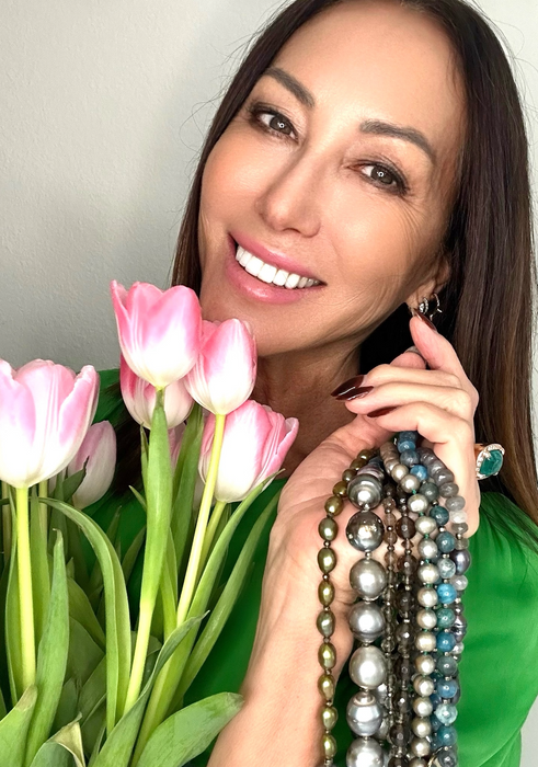 Pistachio Pearls -Fresh water pearls with Tahitian pearls