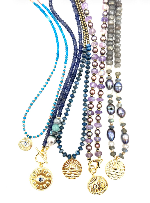 Sunset Dreams - Labradorite, Pearls, Sun amulet