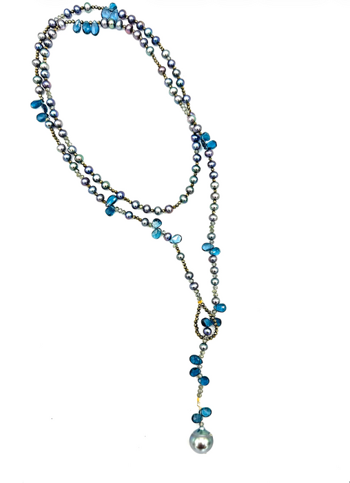 Soft Sky - London Blue Topaz, Japanese Pearls