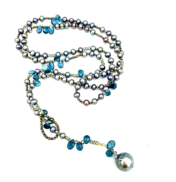 Soft Sky - London Blue Topaz, Japanese Pearls