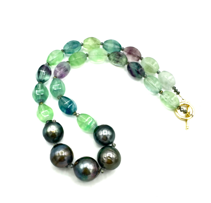 Moontide Strand - Fluorite and Tahitian Pearls