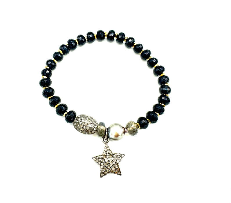 Jet Series - stackable bracelets with Jet gems & Diamond Accents