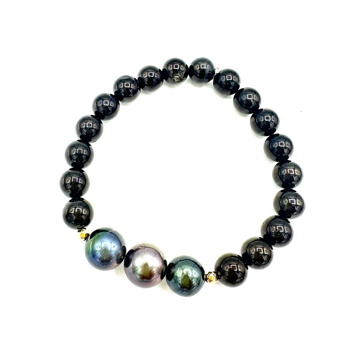 Jet Series - stackable bracelets with Jet gems & Diamond Accents