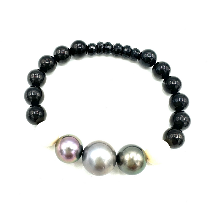 Jet Series - stackable bracelets with Jet gems & Diamond Accents