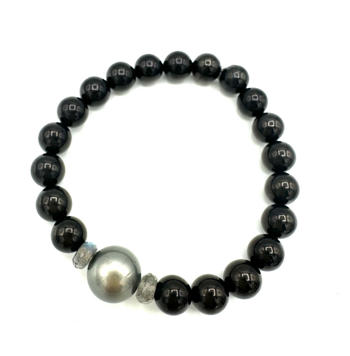 Jet Series - stackable bracelets with Jet gems & Diamond Accents