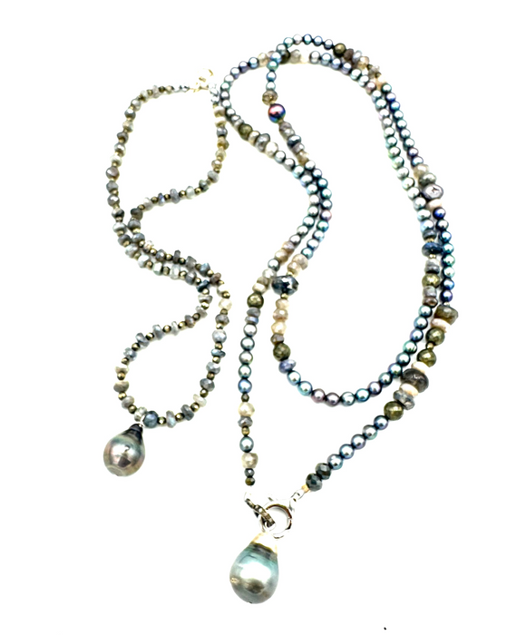 Pearls & Dreams ~ Japanese silver pearls & Labradorite