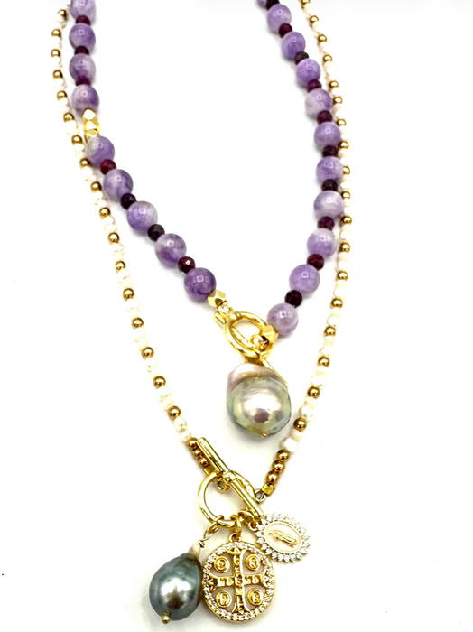 Violet - Amethyst, Ruby & Pearl