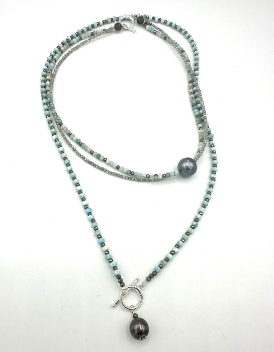 Twilight - Blue Chalcedony, Fine Labradorite & Tahitian Pearl
