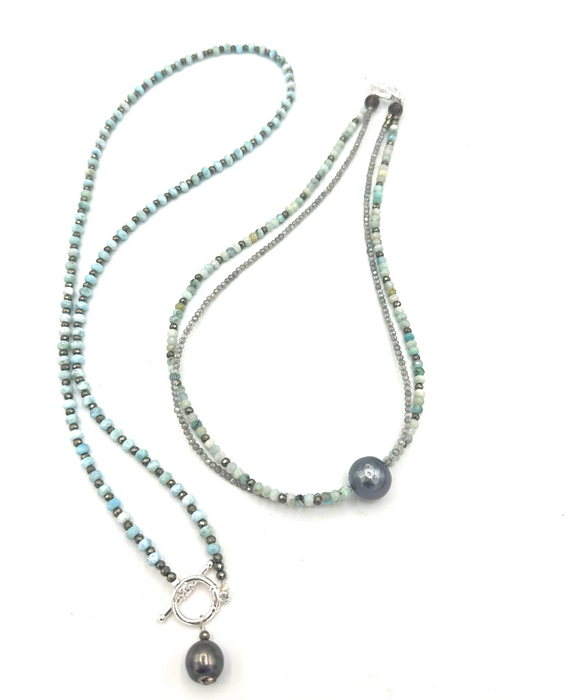 Twilight - Blue Chalcedony, Fine Labradorite & Tahitian Pearl