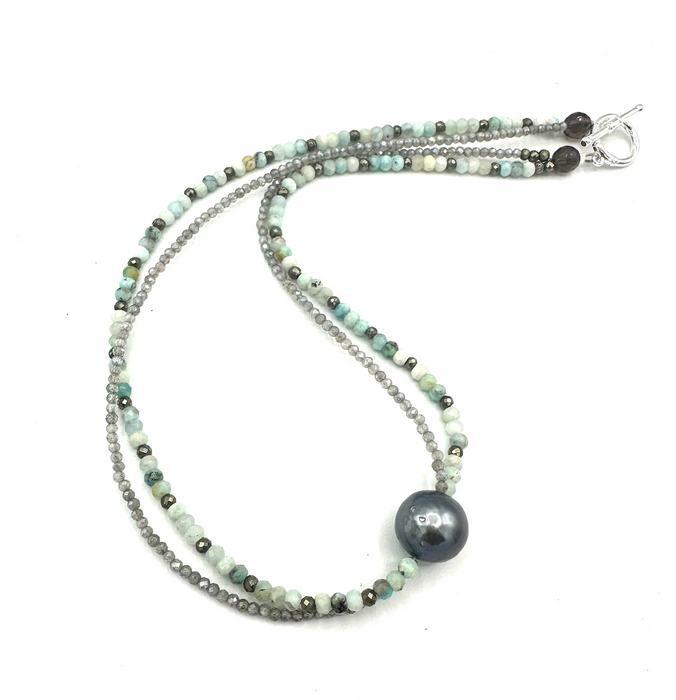 Twilight - Blue Chalcedony, Fine Labradorite & Tahitian Pearl