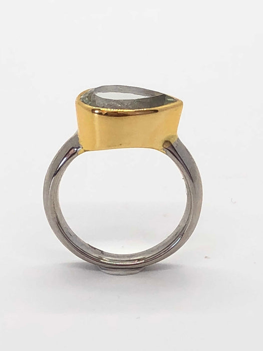 BLUE TOPAZ TWO METAL RING