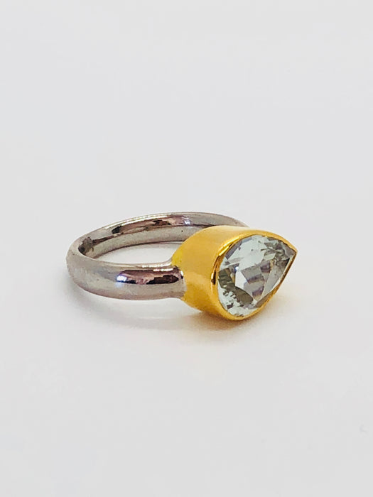 BLUE TOPAZ TWO METAL RING