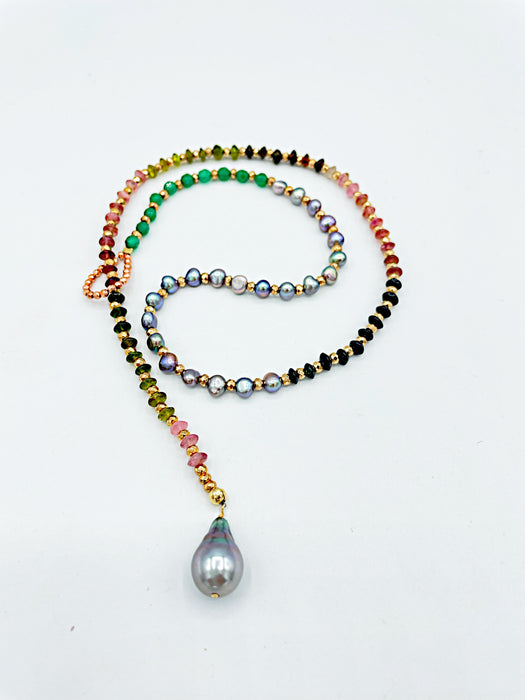Rainbow Glow - Tourmaline and Tahitian pearl