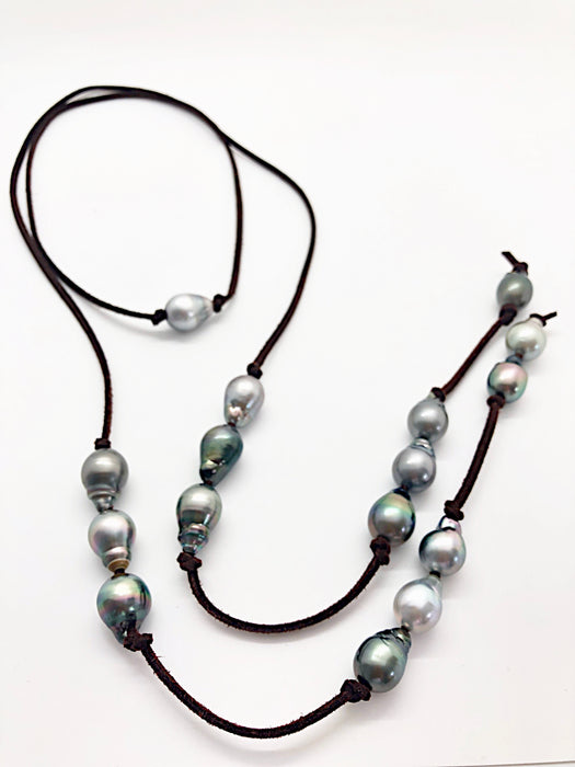 Lucky 13 - Tahitian pearls on suede lace