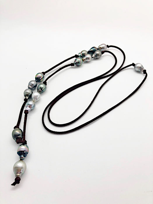 Lucky 13 - Tahitian pearls on suede lace