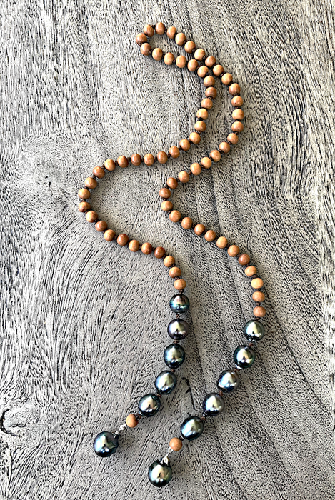Teryl's Tie - Tahitian pearls and sandalwood